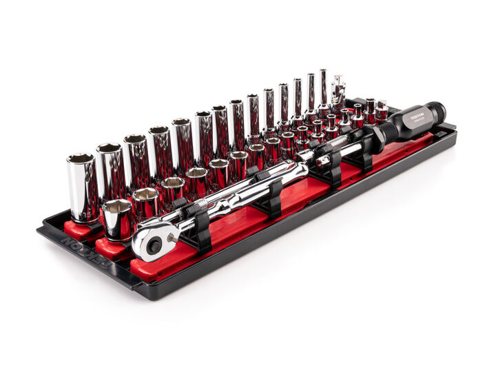 Tekton 1/4 Inch 6 Point Socket and Ratchet Set, 35 Pieces (4-15 mm)