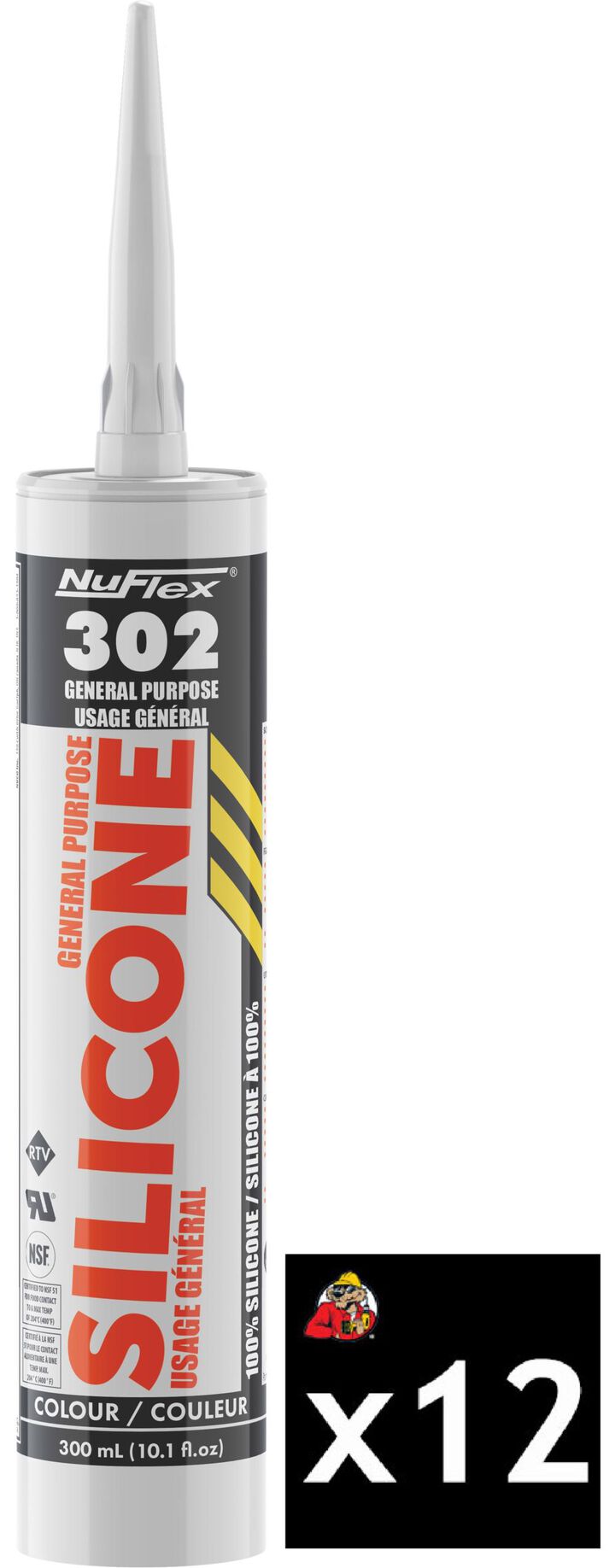 Nuflex 10.1 Oz Clear 83 Ml Squeeze Tube General Purpose Silicone Sealant Pack of 12
