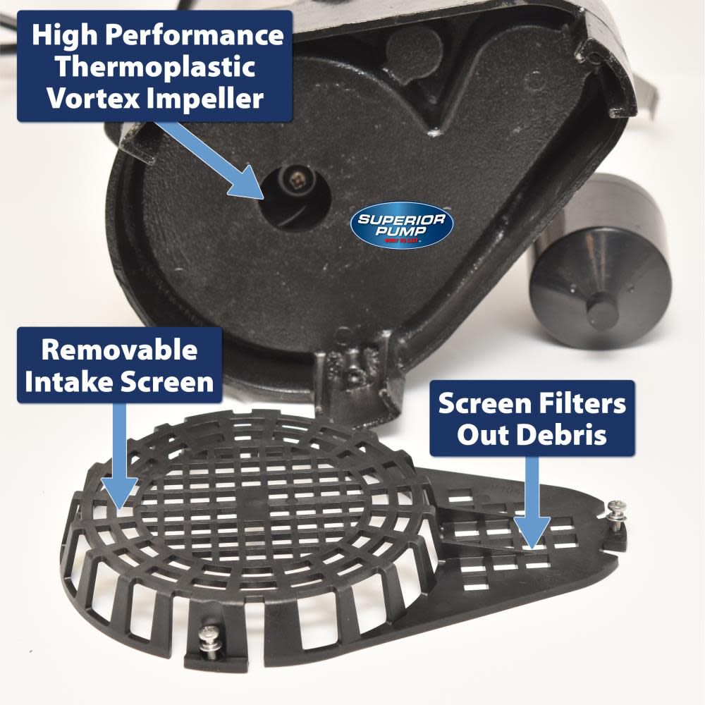 Superior Pump 1/2 HP Stainless Steel and Cast Iron Sump Pump with Vertical Switch, large image number 5