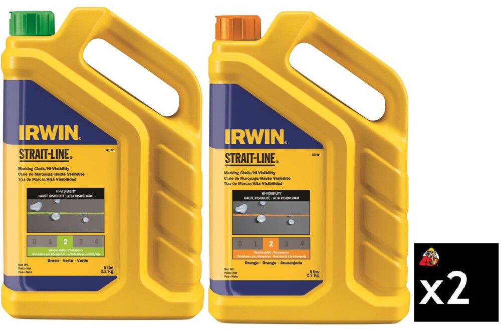 Irwin 5lb Orange & Green Chalk Hi Vis Pack of 4, large image number 1