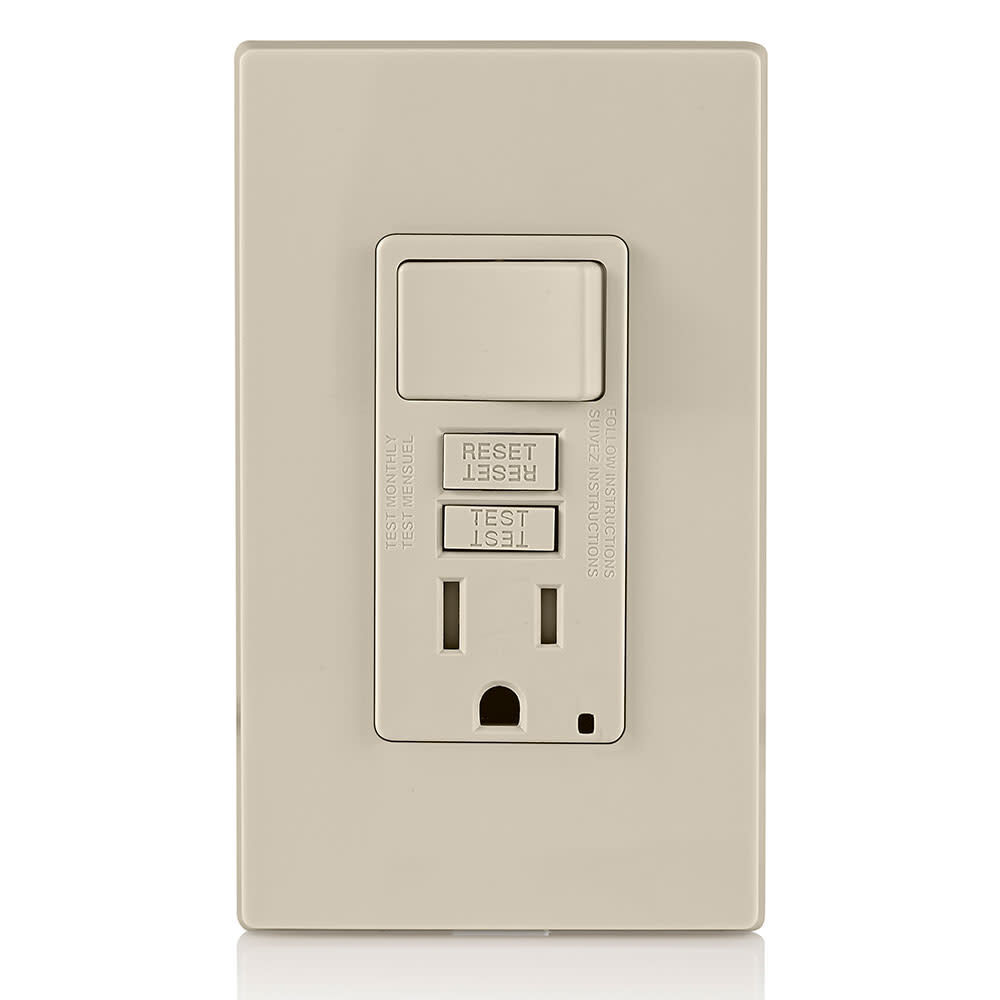 Leviton SmartlockPro GFCI Outlet 15A 125V Light Almond NEMA 5-15R, large image number 3