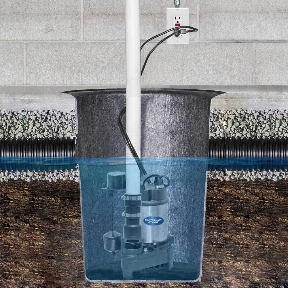 Superior Pump 1/2 HP Stainless Steel and Cast Iron Sump Pump with Vertical Switch, large image number 11