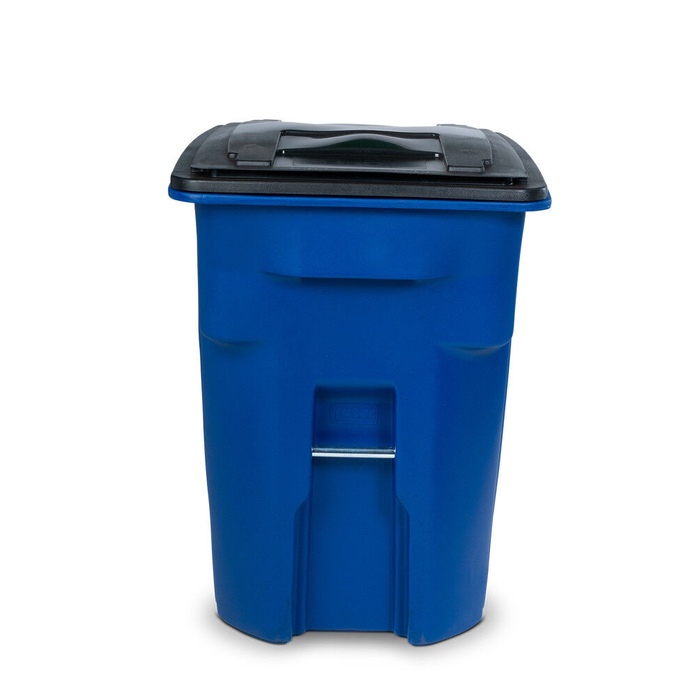 Toter 96 Gallon Trash Can with Smooth Wheels and Lid Blue, large image number 4