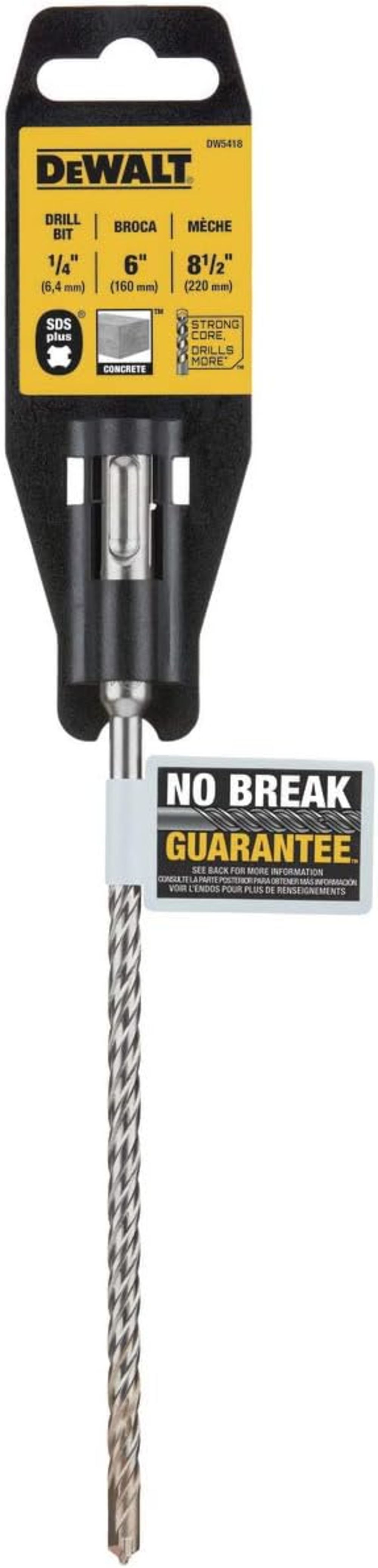 DEWALT 1/4 in x 6 in x 8 1/2 in Rock Carbide SDS Plus Hammer Drill Bit, large image number 1