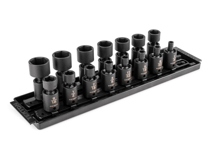 Tekton 3/8 Inch 6 Point U-Joint Impact Socket Set, 15 Pieces (1/4-1 Inch), large image number 1