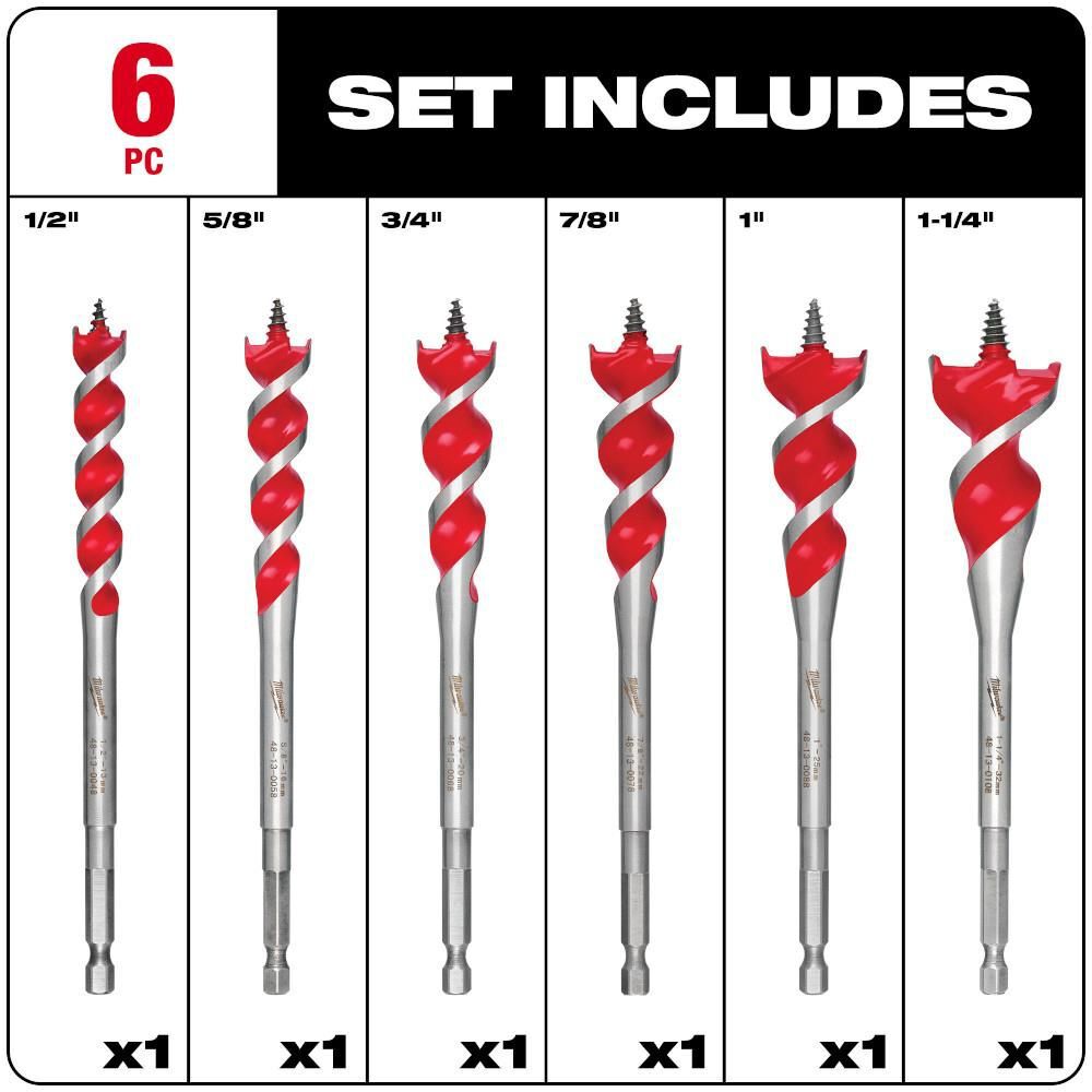 Milwaukee 6-1/2 in. SPEED FEED Wood Bit Set (6 Piece), large image number 3