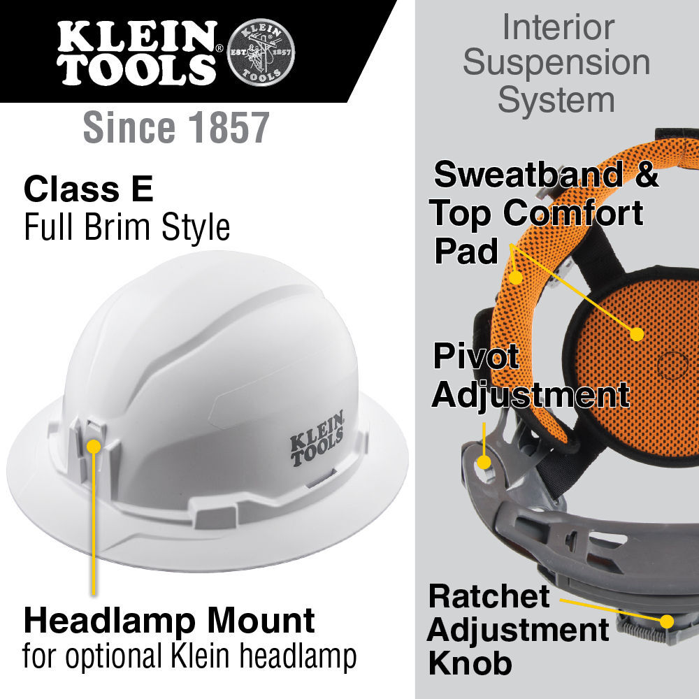 Klein Tools Full Brim Style Non-Vented Hard Hat Gray, large image number 3