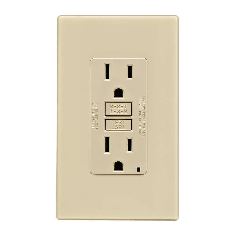 Leviton SmartlockPro GFCI Outlet 15A 125V Duplex Ivory NEMA 5-15R, large image number 2