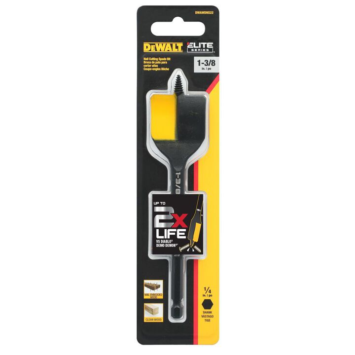 DEWALT 1-3/8 Inch x 6 Inch ELITE Nail Cutting Spade Bit, large image number 3