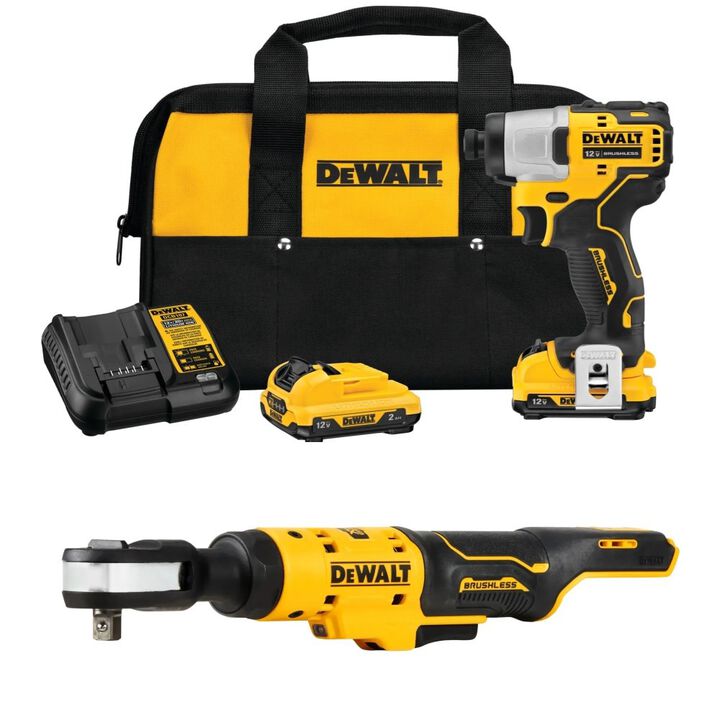 DEWALT 12V Max Impact Driver Kit and 3/8 Inch Ratchet Bundle