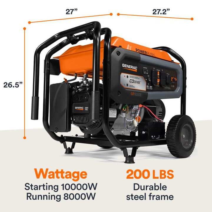 Generac GP Series 10,000 Watt Gas Powered 49-State Portable Generator with COsense Technology, large image number 6