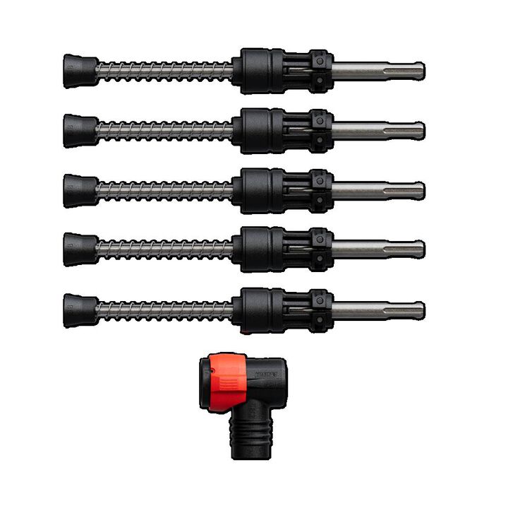 Diablo Tools AMPED Rebar Demon 5/16 Inch x 4 Inch x 9 Inch SDS-Plus 4-Cutter FCH Dust Extraction Hammer Bit, 5 Pack with Snap-Lock Adapter