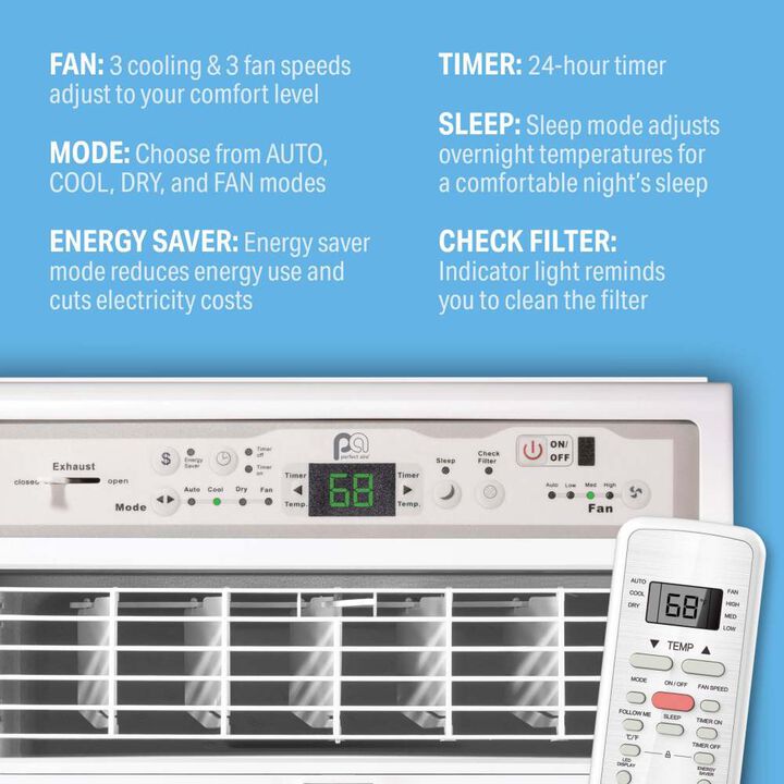 Perfect Aire 115V 10000 BTU Casement Slider Window Air Conditioner with Remote, large image number 5