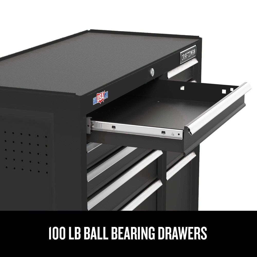CRAFTSMAN S2000 Series 52 Inch Wide 8-Drawer Steel Rolling Workstation, Black, large image number 6