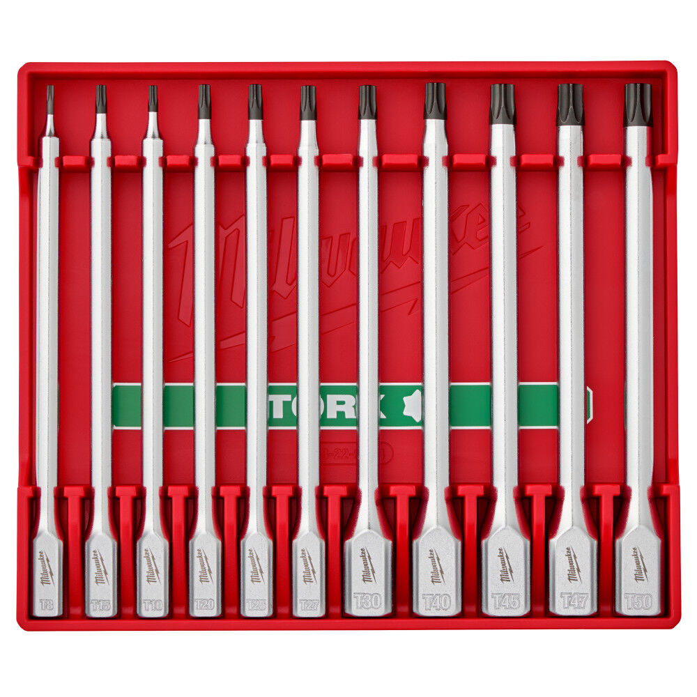 Milwaukee 1/4 Inch and 3/8 Inch Drive Long TORX Bit Socket Set 11 Pieces, large image number 1