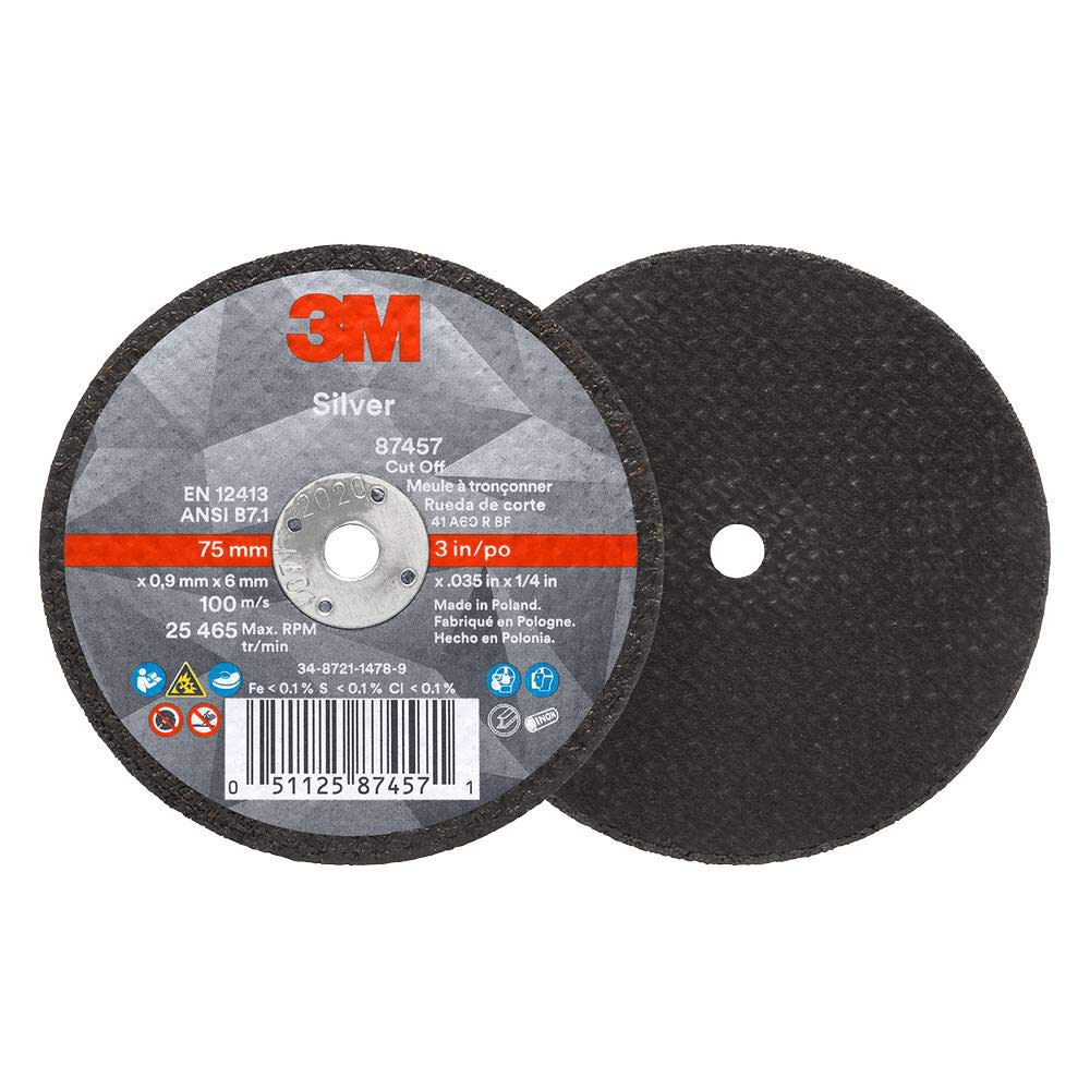 3M 3 x 0.035 x 1/4 in Type 1 Silver Cut-off Wheel, large image number 1