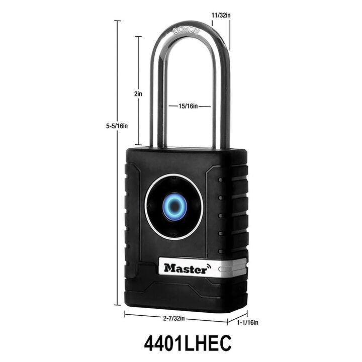 Master Lock 2-7/32 Inch Metal Body Battery-Powered Bluetooth Outdoor Padlock, large image number 1