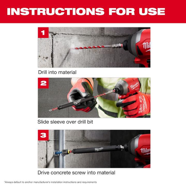 Milwaukee SHOCKWAVE Impact Duty Carbide Hammer Drill Bit Concrete Screw Install Kit 7pc, large image number 4