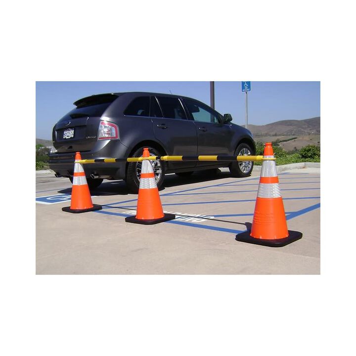 Vizcon Adjustable 4-6 Foot Retractable Cone Bar with Yellow with Black & 2 36 Inch Enviro-Cone with Collars, large image number 3