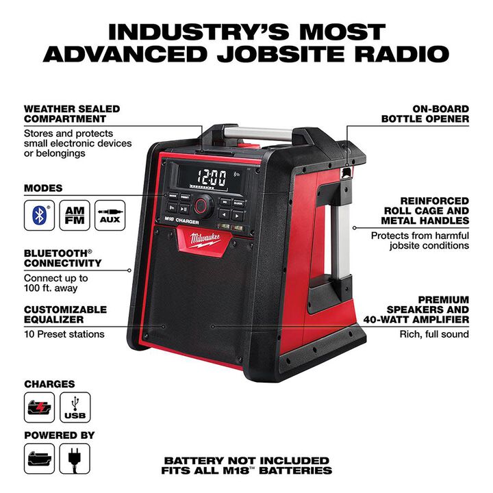 Milwaukee M18 Jobsite Bluetooth Radio/Charger (Bare Tool), large image number 2