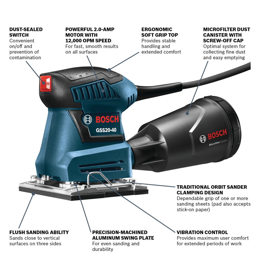 Bosch 1/4 Sheet Orbital Finishing Sander (Reconditioned), large image number 2