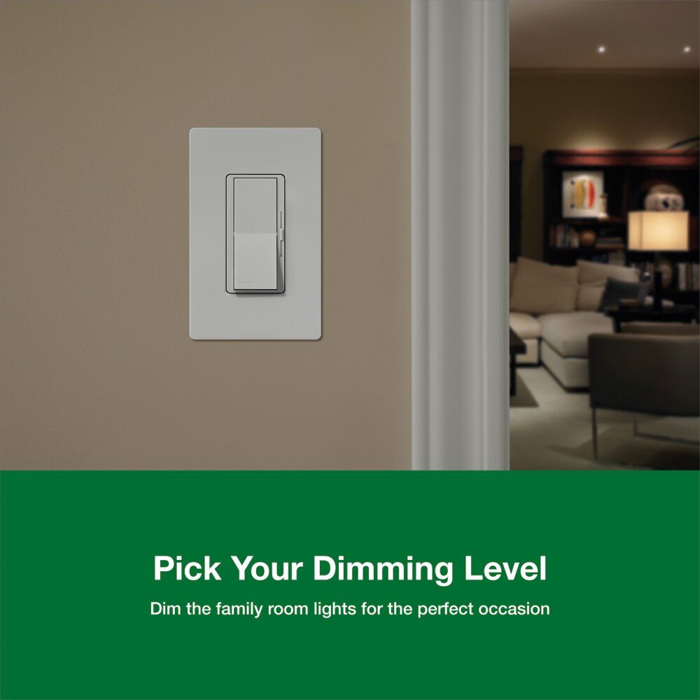 Lutron Diva LED+ 150W 120V 1P Gloss White 3-Way Dimmer Switch W/Night, large image number 4