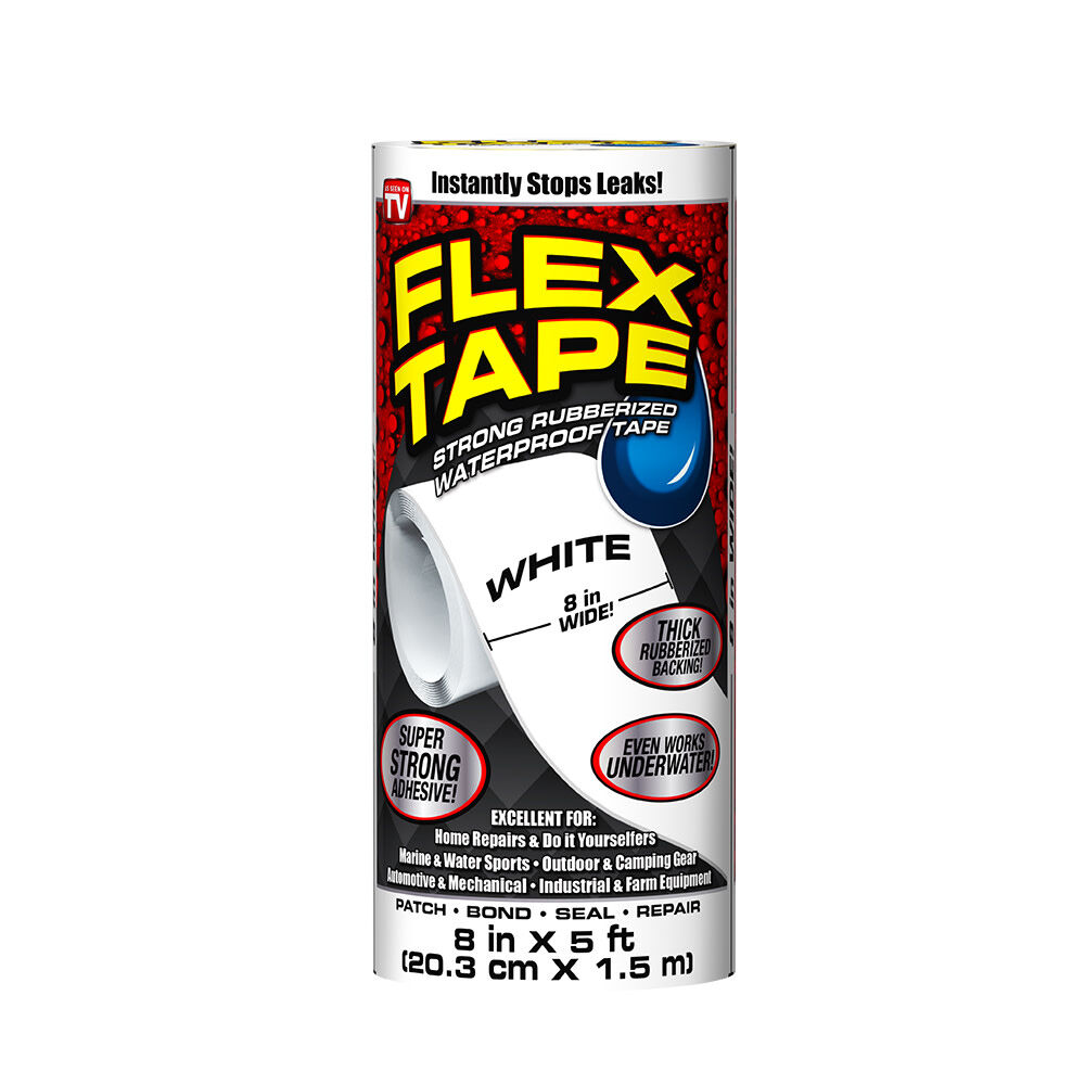 Flex Seal Flex Tape Rubberized Waterproof Tape 8 In. x 5 ft. - White, large image number 1
