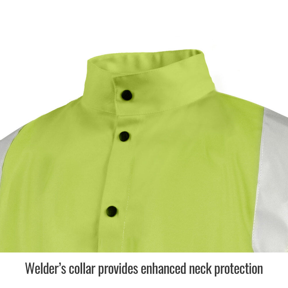 Black Stallion Welding Jacket 9oz Lime Green FR Cotton Medium, large image number 3