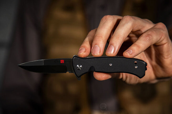 AL MAR Knives Mini SERE 2020 3in Folding Knife, Black/Steel, large image number 2