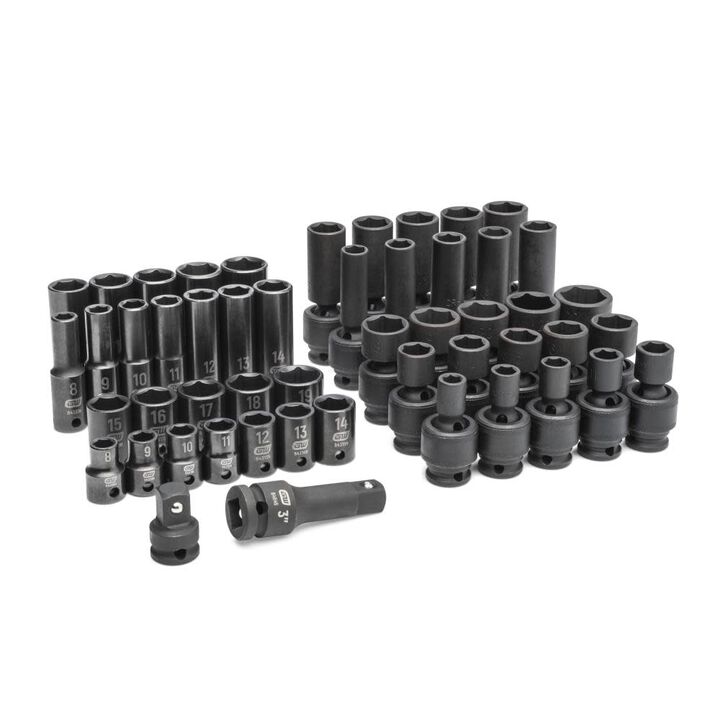 GEARWRENCH 3/8in Drive 6 Point Metric Standard & Deep Impact Socket Set 51pc