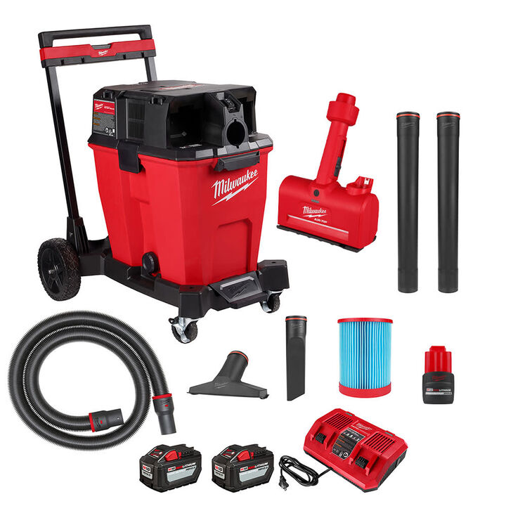 Milwaukee M18 FUEL 12 Gallon 36V Wet/Dry Vacuum Kit & M12 AIR-TIP Utility Nozzle Bundle