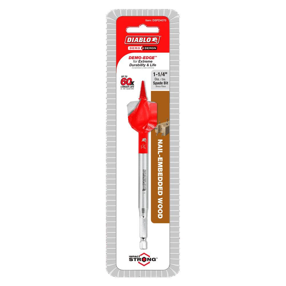 Diablo Tools 1 1/4inx6in Demo Demon Spade Bit for Nail Embedded Wood, large image number 2