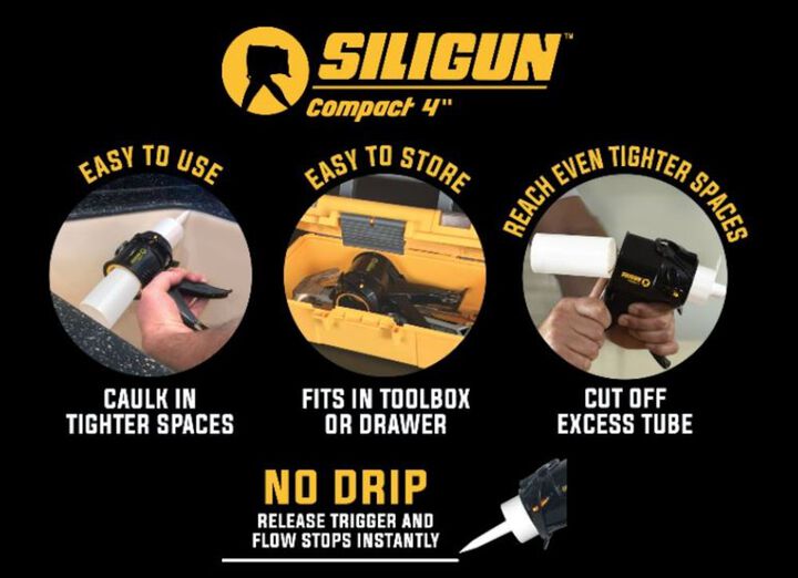 Siligun 4 Inch Compact Heavy-Duty Anti-Drip Caulk Gun for 10 Oz Tubes, large image number 3