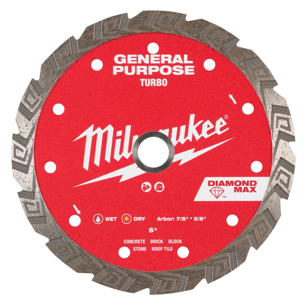 Milwaukee Diamond Max 6 Inch Turbo Rim Diamond Blade for Masonry, large image number 1