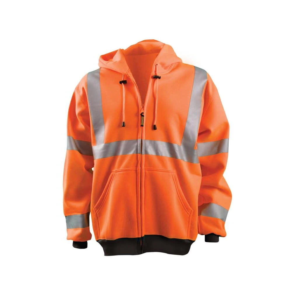 Occunomix Hi-Vis Orange 9oz Class 3 Full Zip Hoodie Sweatshirt 4X, large image number 1