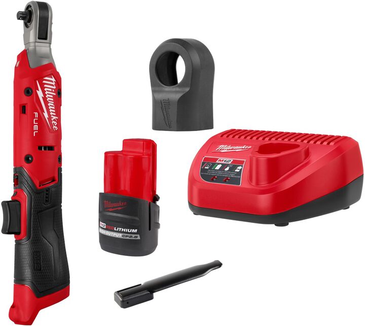 Milwaukee M12 FUEL 3/8 Inch Ratchet Kit & Protective Boot Bundle