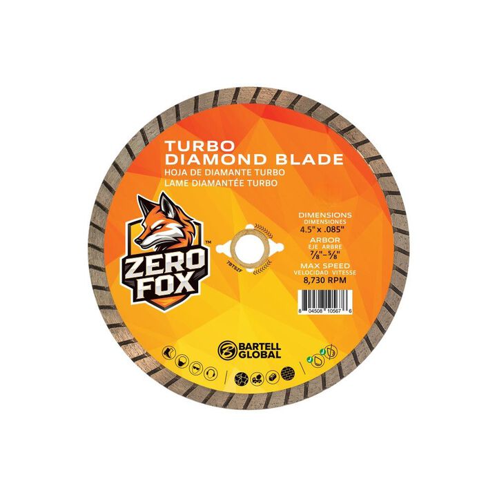 Bartell Morrison Zero Fox 4.5 Inch Turbo Diamond Blade for Concrete