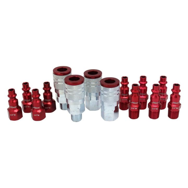 Milton ColorFit S-314MKIT Coupler & Plug Kit - (M-Style Red) - 1/4in NPT (14-Piece)