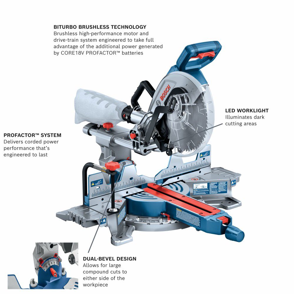 Bosch 18V 10 Inch Miter Saw (Bare Tool) - Reconditioned, large image number 2