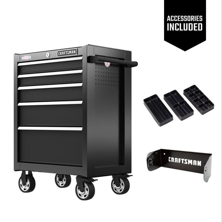 CRAFTSMAN Cabinet in Gloss Black, 26.5 Inch W x 18 Inch D x 37.5 Inch H, Black, Soft-Close Ball Bearing