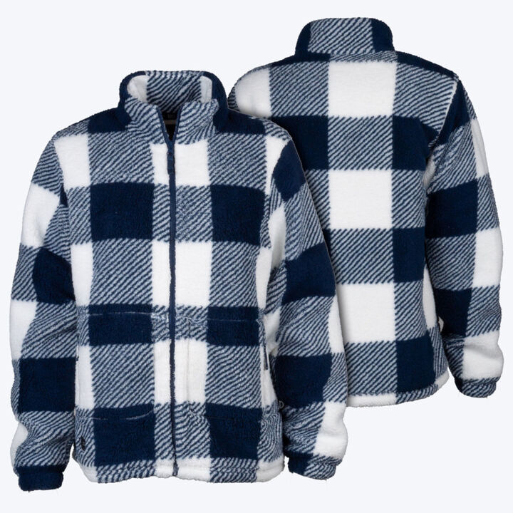 Mobile Warming Womens Upland Sherpa Blue Plaid Printed Long Jacket Kit XS