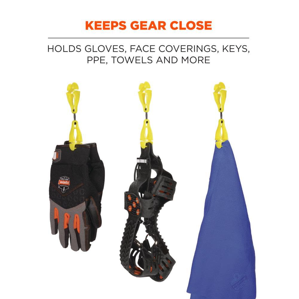 Ergodyne Squids 3420-BULK Swivel Glove Clip Holder Dual Clips Lime 100 Pieces, large image number 2