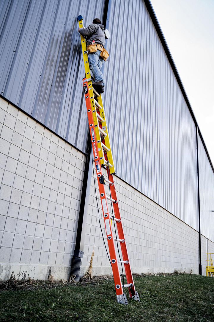 Werner Glidesafe Extension Ladder Fiberglass Tri Rung Type IA 20', large image number 7