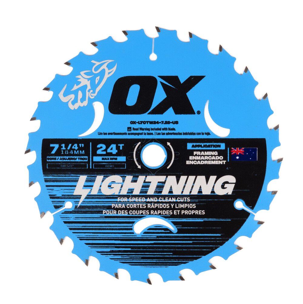 Ox Tools Pro Lightning 7-1/4 Inch 24T Circular Saw Blade, large image number 1