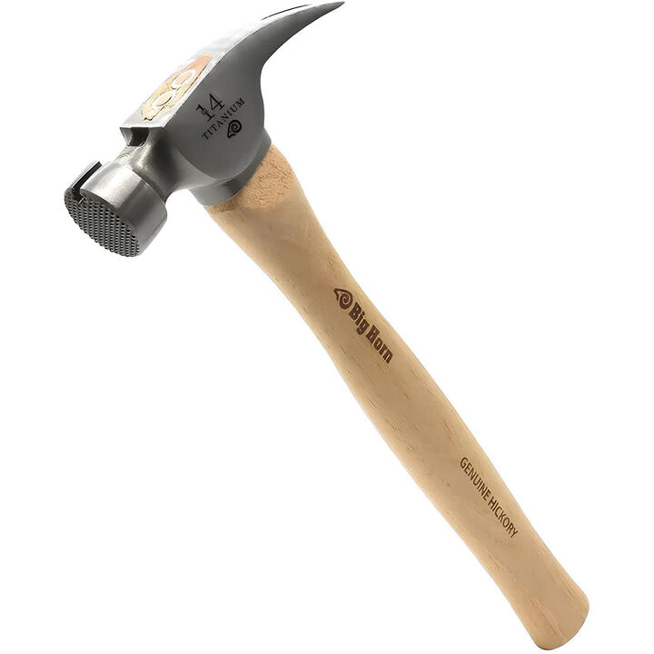 Big Horn 14 Oz Tiger Titanium Hammer with Straight Hickory Handle