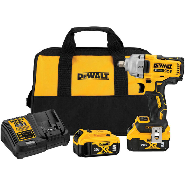 DEWALT 20V MAX XR 1/2in Mid Range Impact Wrench Kit with Hog Ring Anvil