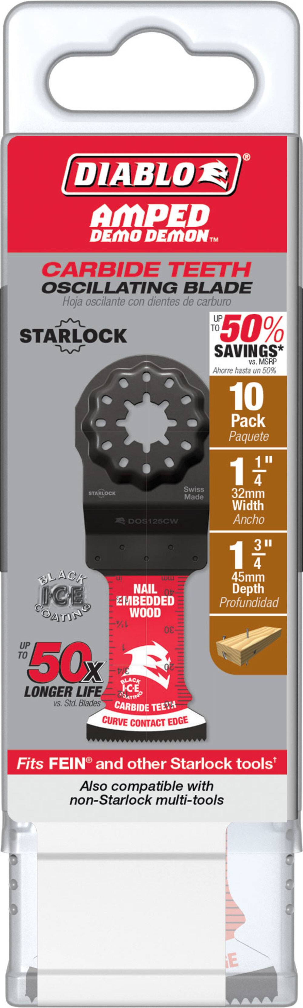 Diablo Tools 1-1/4in Starlock AMPED Carbide Teeth Oscillating Blades for Nail-Embedded, large image number 4