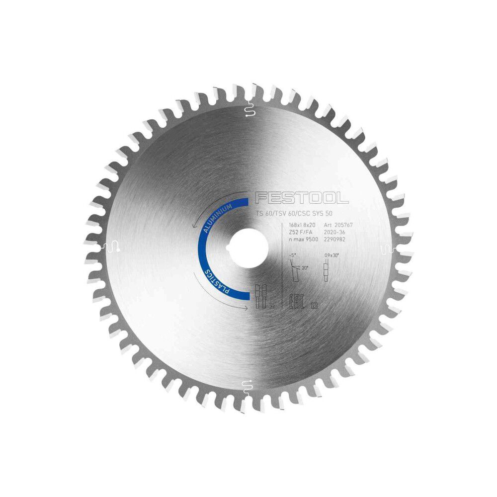 Festool HW 168 mm 52T Saw Blade For Aluminium/Plastic, large image number 2