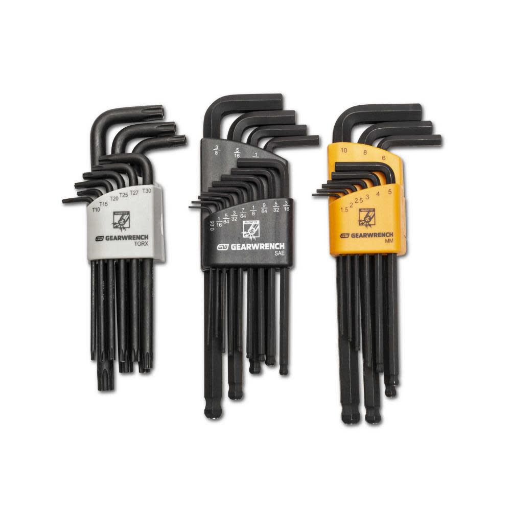 GEARWRENCH SAE/Metric/Torx Hex Key Set Magnetic Long Ball End 31pc, large image number 1