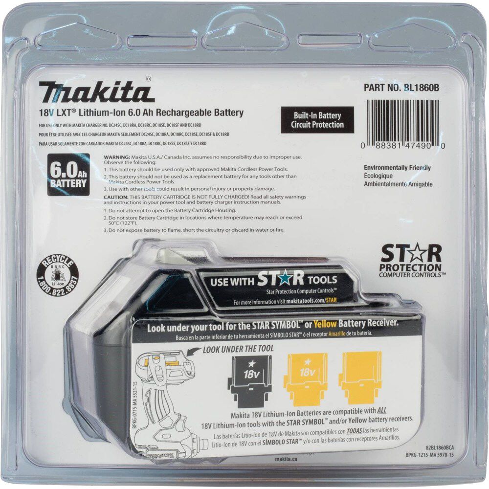 Makita 18V LXT 18V 6Ah Lithium Ion Power Tool Battery Pack with Fuel Indicator, large image number 2